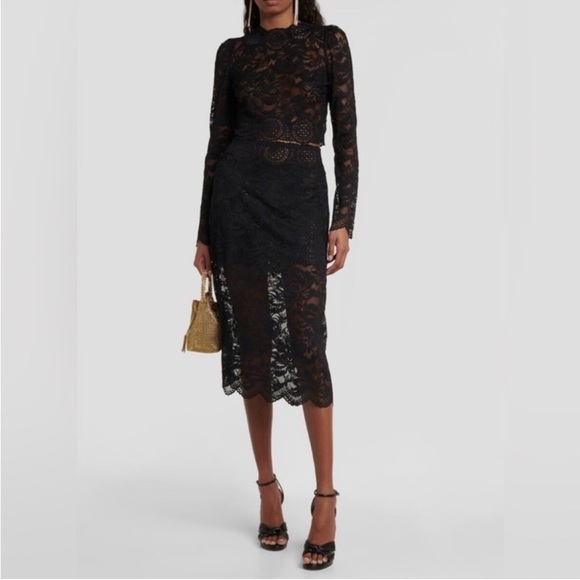 Jason Wu Black Lace Midi Skirt and Top - Picture 2 of 8